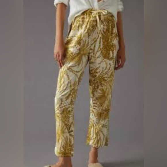 Pilcro Gold and Cream Women's Trousers New no Tags linen blend - Picture 1 of 9